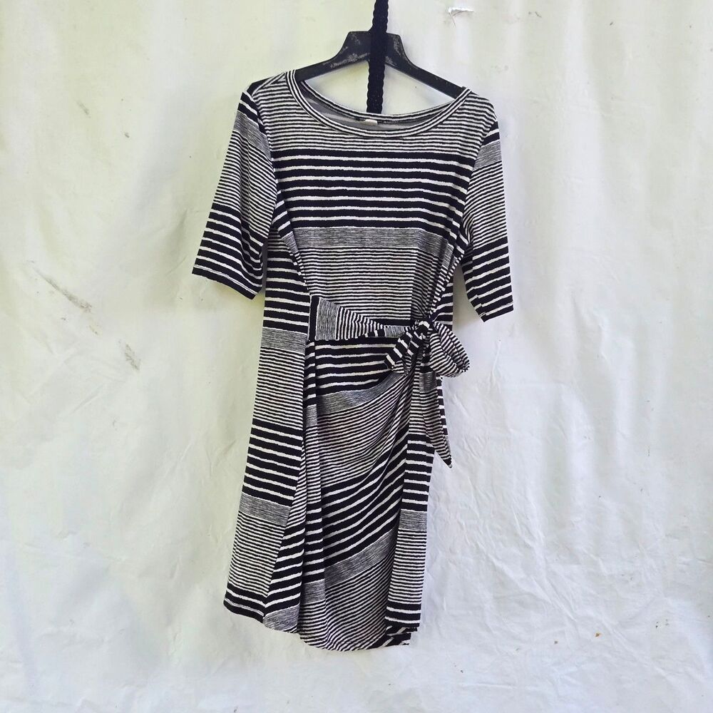 Casual dress msk elegant and comfortable black strip